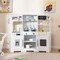 Wooden Pretend Play Kitchen Toy Set with Range Hood, Real Sounds & Lights, Interactive Kitchen Playset for Kids